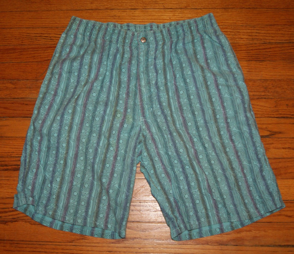 Vintage Ocean Pacific Shorts Mens 31 Turquoise Striped Baggy Loose Skate 90s OP